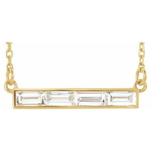 14K Yellow 1/2 CTW Natural Diamond Bar Necklace  