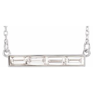 14K White 1/2 CTW Natural Diamond Bar 17" Necklace  