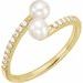 14K Yellow Cultured White Freshwater Pearl & 1/6 CTW Natural Diamond Bypass Ring 