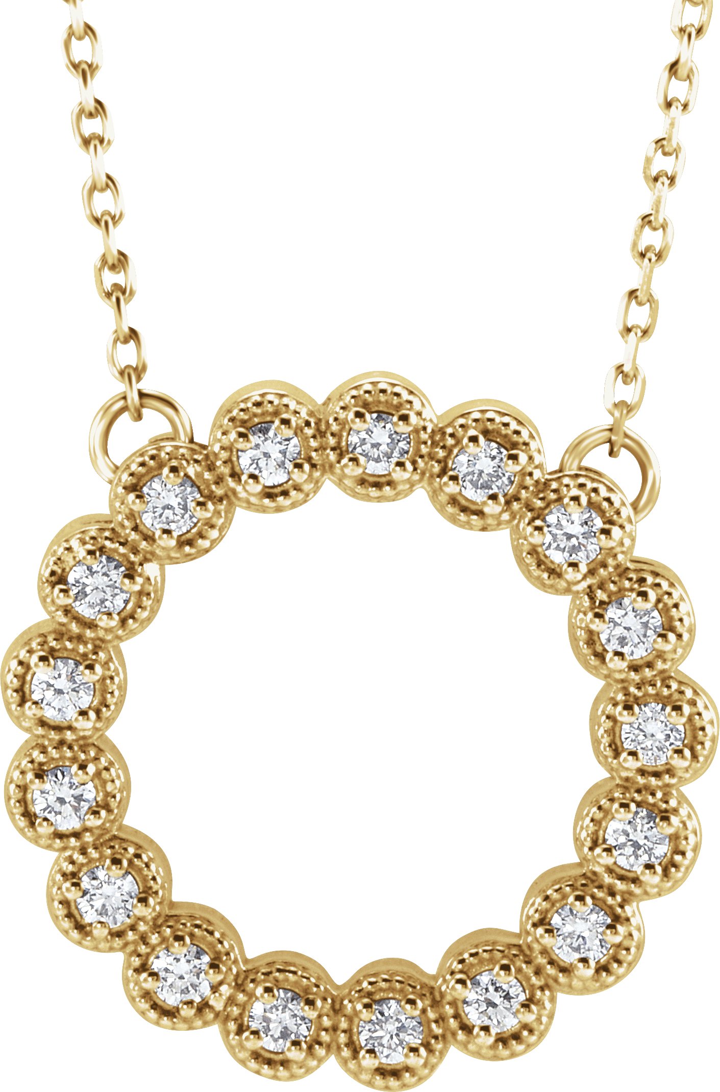 14K Yellow 1/5 CTW Natural Diamond Circle 16-18" Necklace