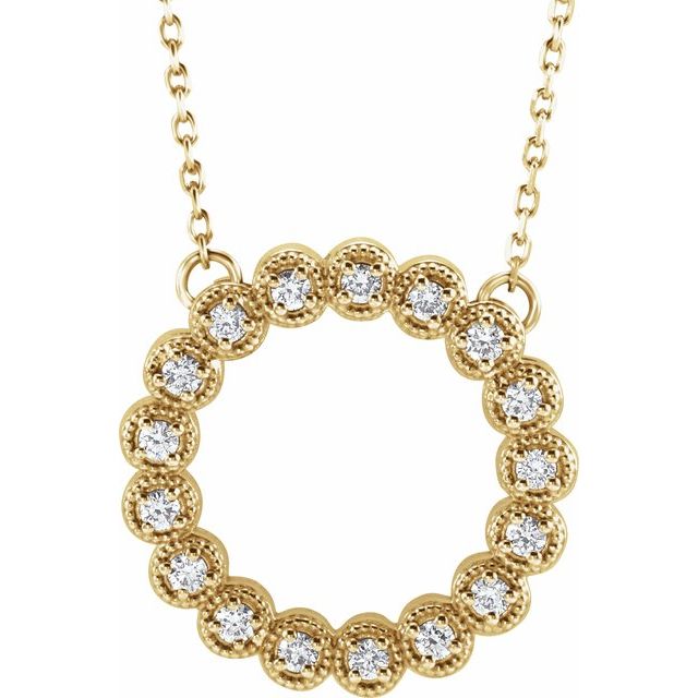 14K Yellow 1/5 CTW Diamond Circle 16-18"  Necklace  