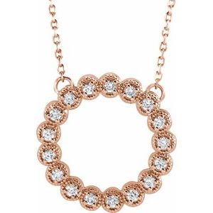 14K Rose 1/5 CTW Natural Diamond Circle 16-18" Necklace