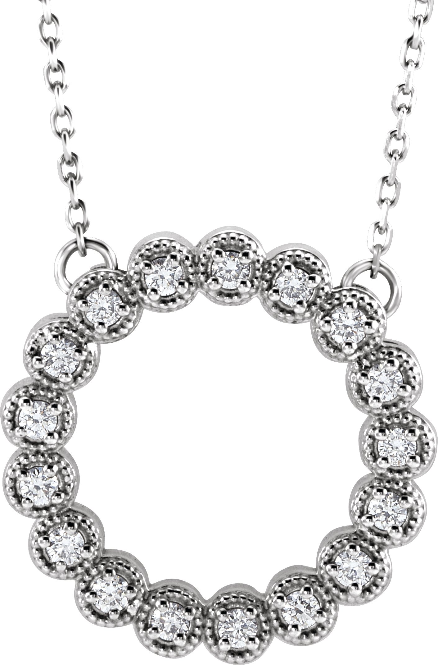 14K White 1/5 CTW Natural Diamond Circle 16-18" Necklace
