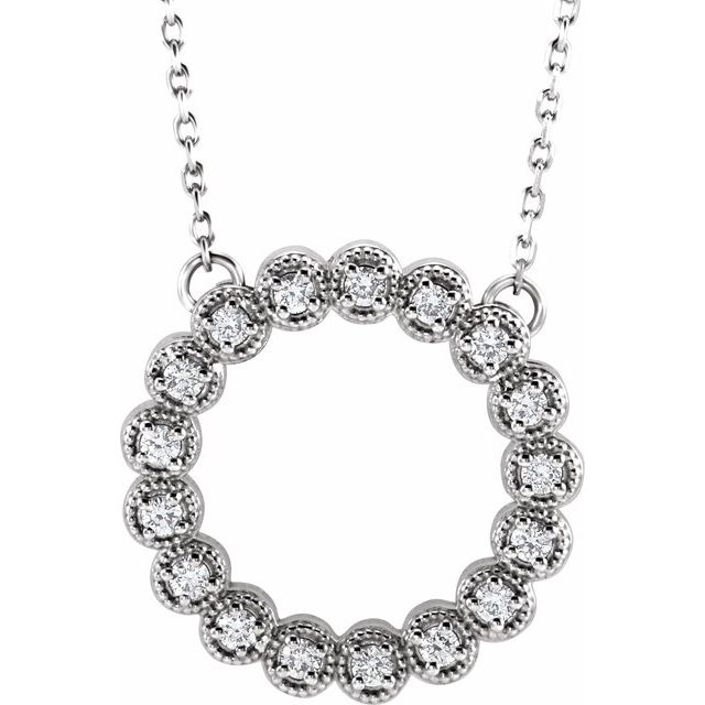 14K White 1/5 CTW Natural Diamond Circle 16-18" Necklace