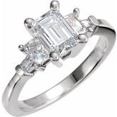 Three-Stone Baguette Accented Engagement Ring