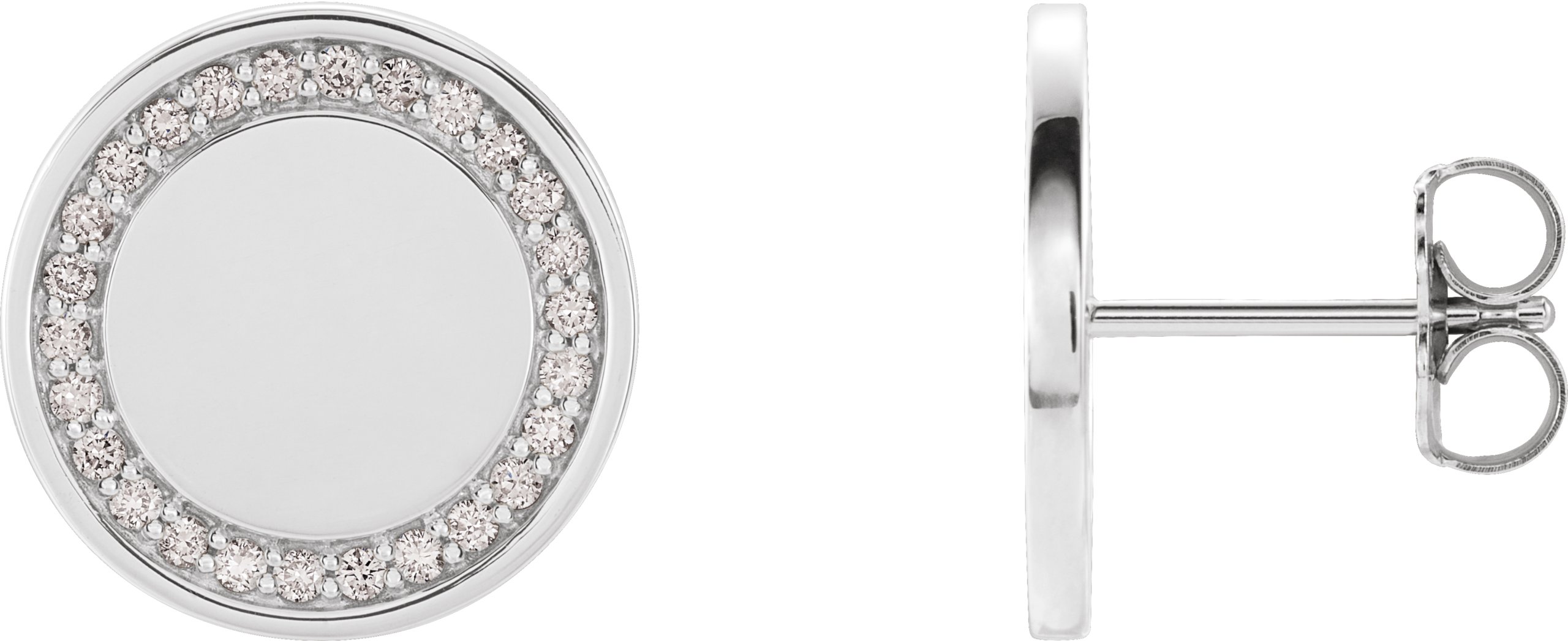 14K White 1/4 CTW Natural Diamond Engravable Earrings  