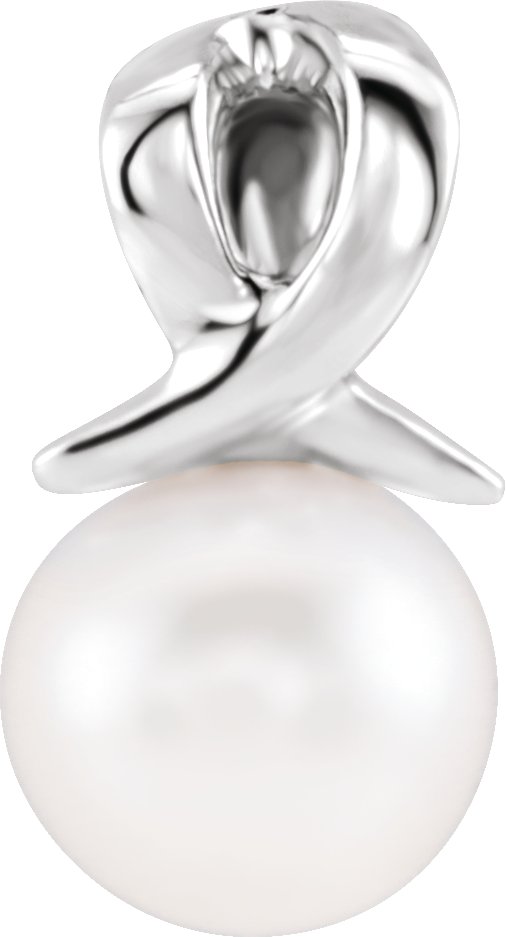 Sterling Silver Cultured White Freshwater Pearl Bypass Pendant 