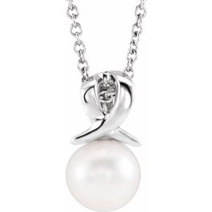 Sterling Silver Freshwater Cultured Pearl Bypass 16-18" Necklace  
