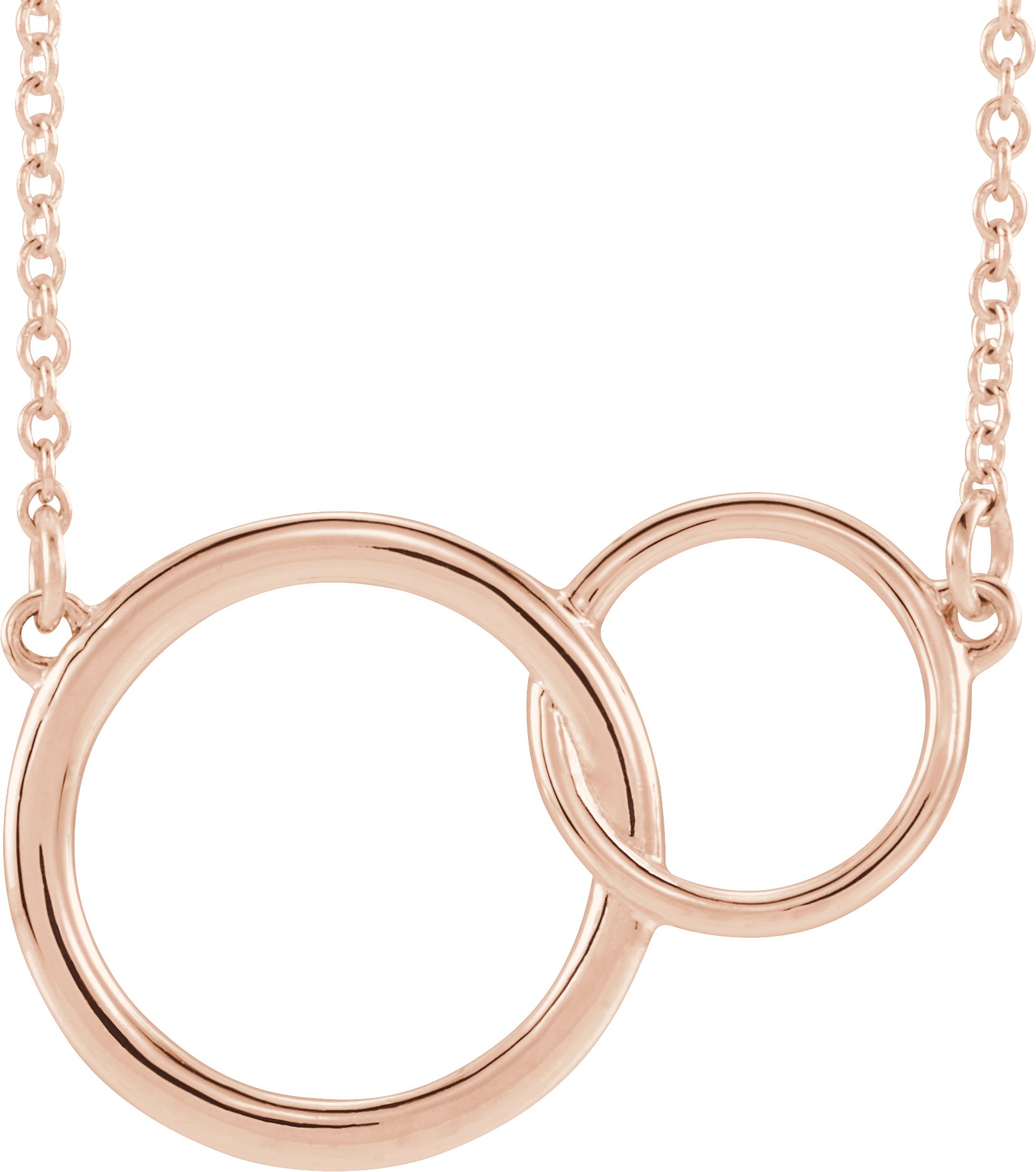 14K Rose Interlocking Circle 16-18" Necklace