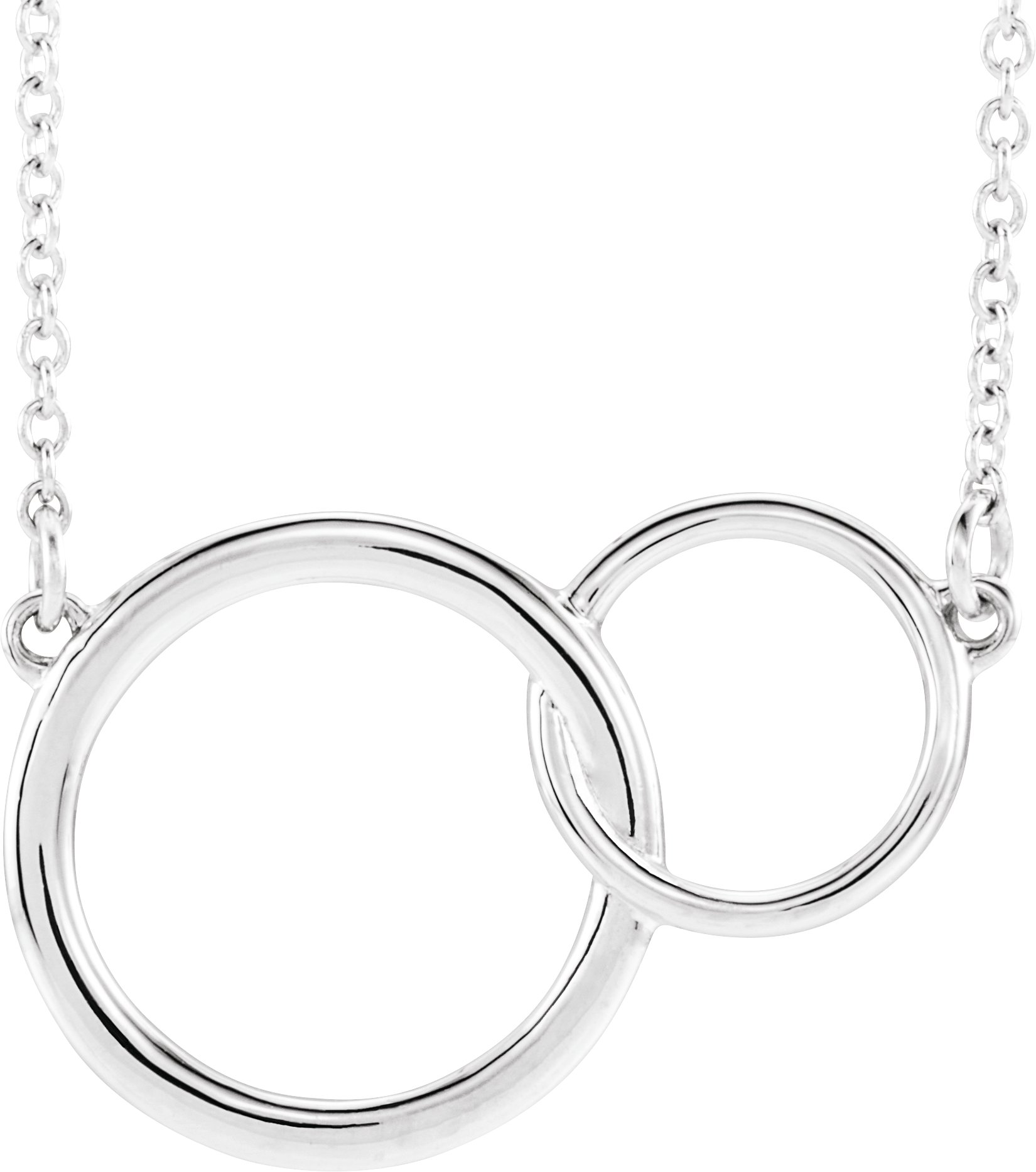 Platinum 20x14 mm Interlocking Circle 16-18" Necklace