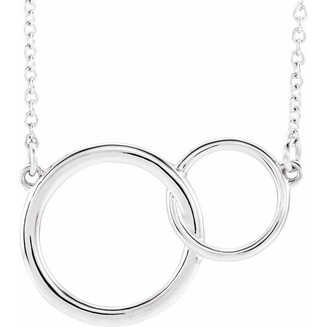 Sterling Silver 20x14 mm Interlocking Circle 16-18 Necklace