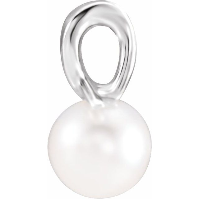 Sterling Silver Cultured White Freshwater Pearl Bypass Pendant 