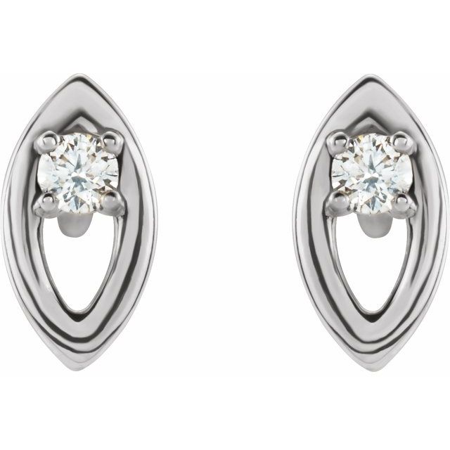 Sterling Silver .05 CTW Natural Diamond Solitaire Earrings  