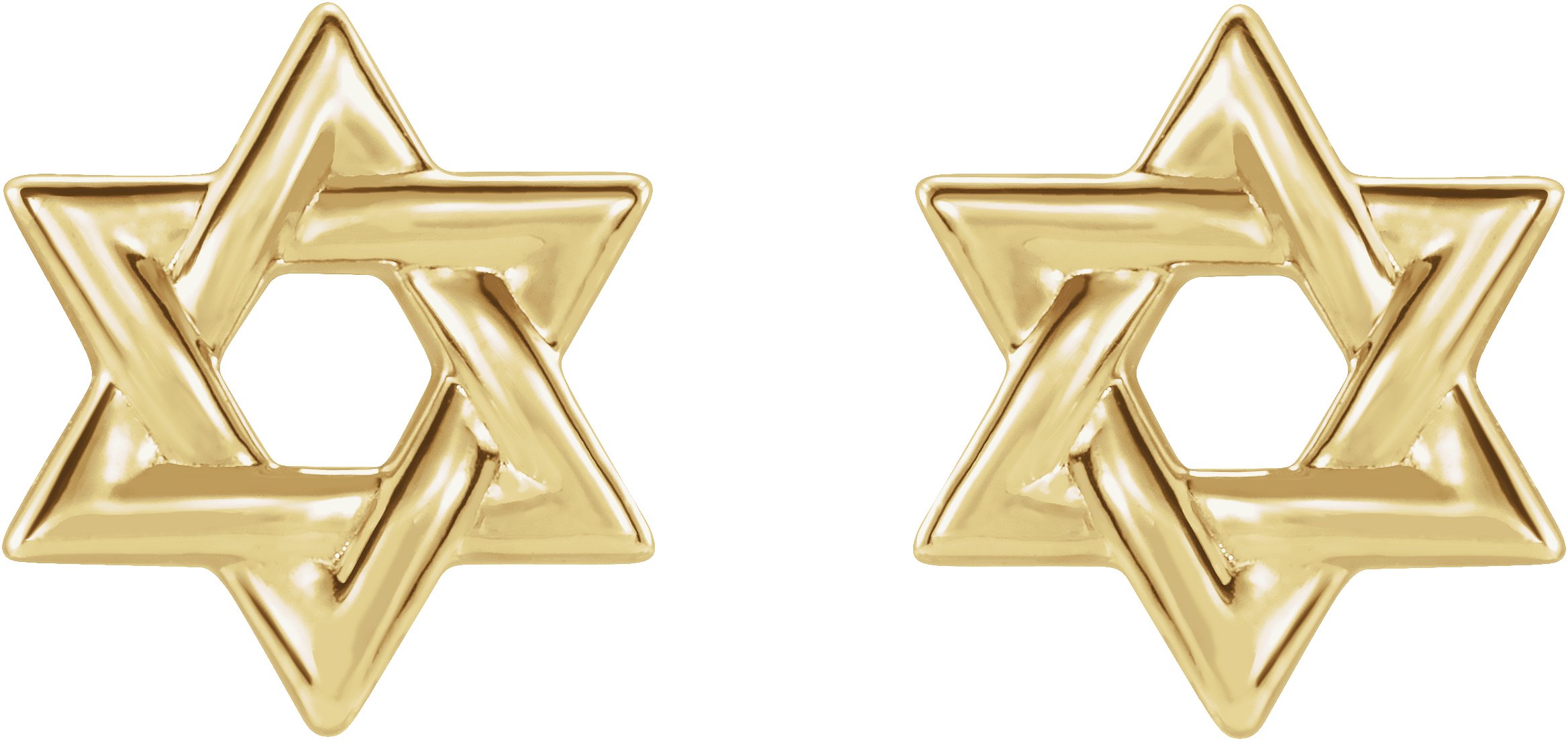 14K Yellow Star of David Earrings