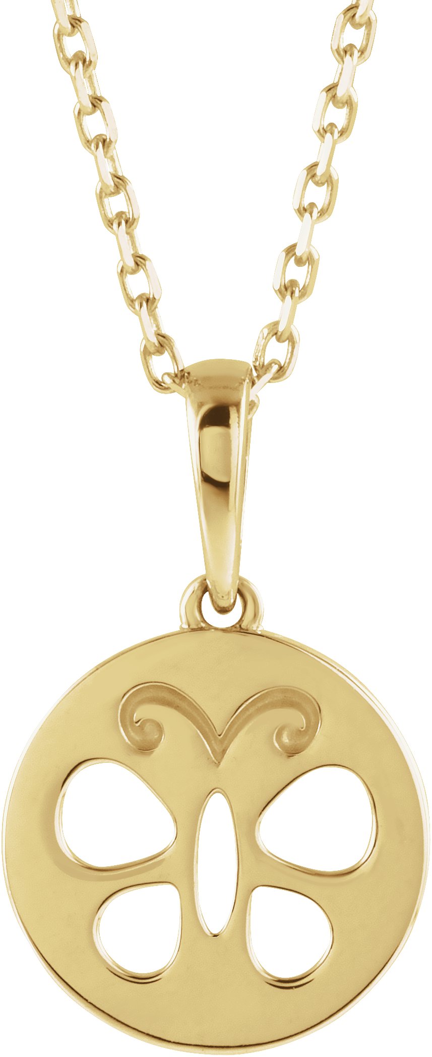14K Yellow Youth Butterfly Disc 15" Necklace