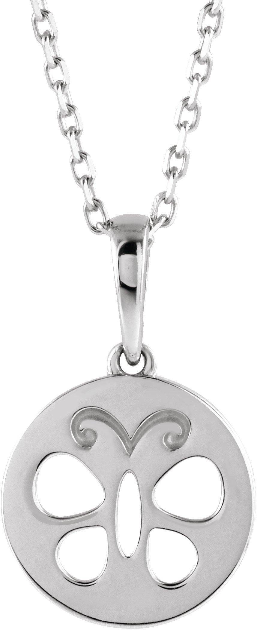 Sterling Silver Youth Butterfly Disc 15" Necklace