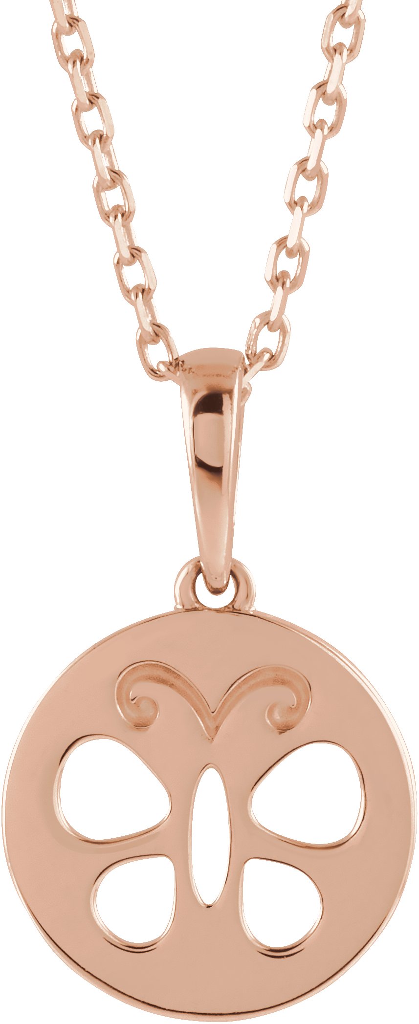 14K Rose Youth Butterfly Disc 15 inch Necklace Ref. 13468420