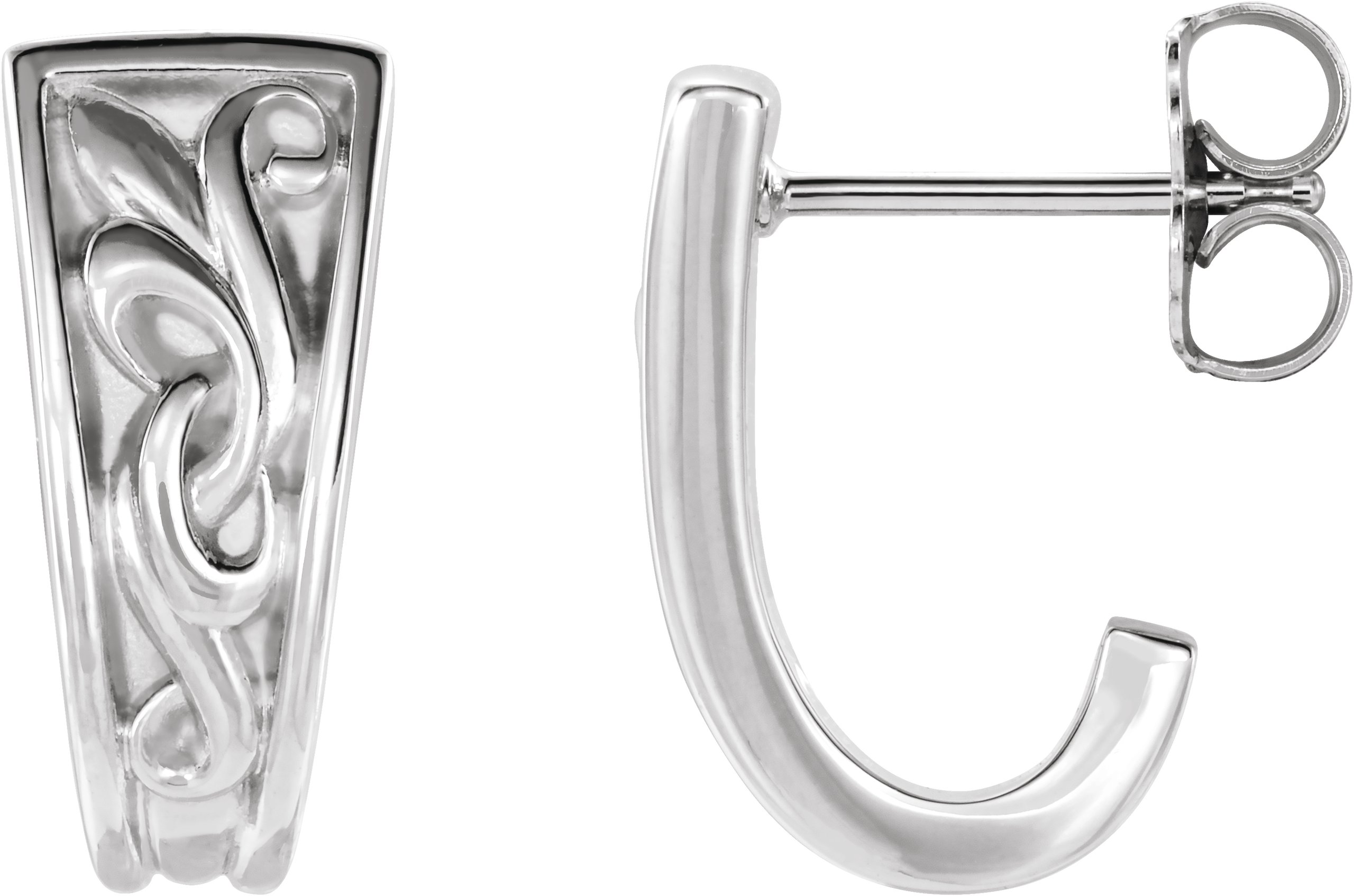 Sterling Silver Vintage-Inspired J-Hoop Earrings   