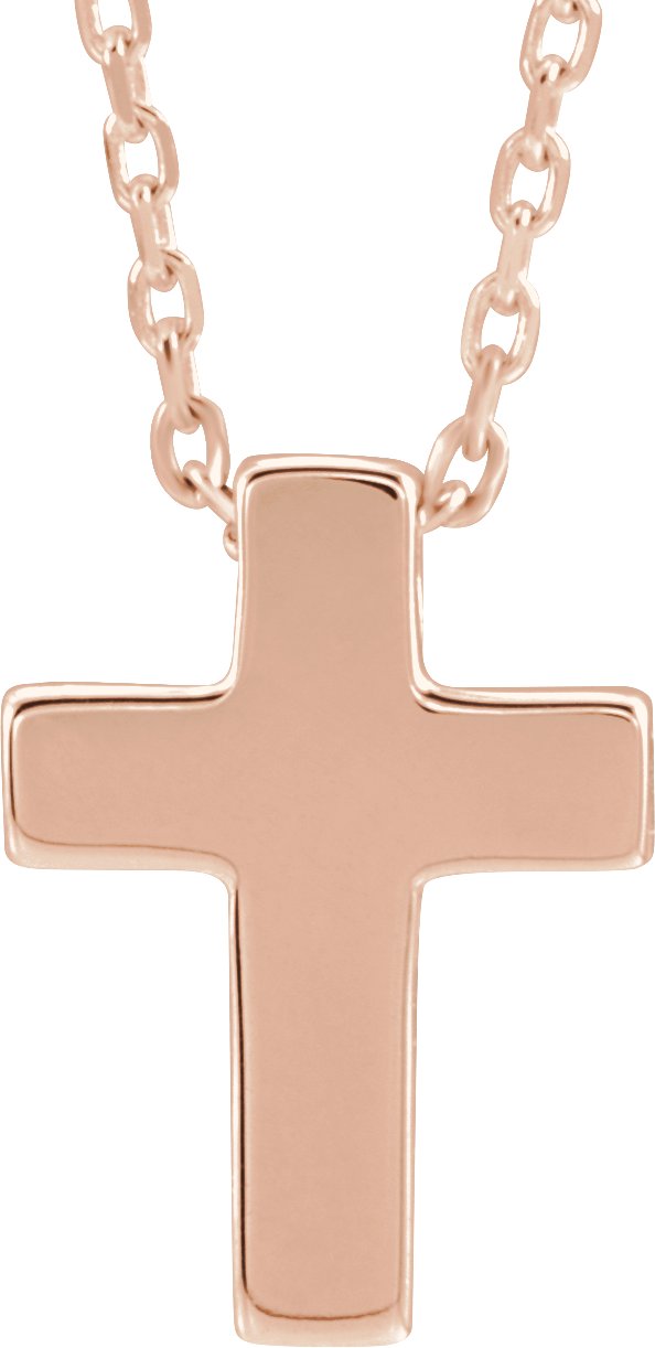 14K Rose Petite Cross 16 18 inch Necklace Ref. 13639004