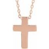 14K Rose Petite Cross 16 18 inch Necklace Ref. 13639004