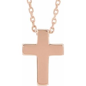 14K Rose Petite Cross 16-18" Necklace