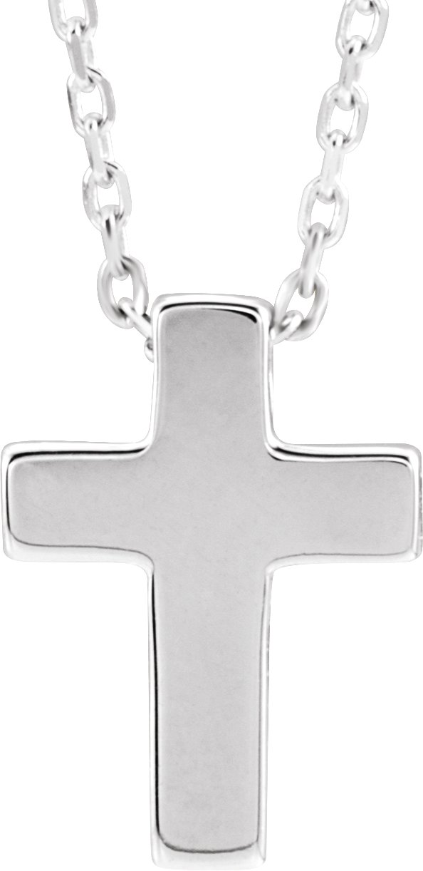 Platinum Petite Cross 16-18" Necklace
