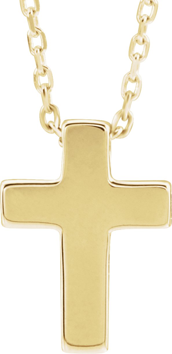 14K Yellow Petite Cross 16 18 inch Necklace Ref. 16508348