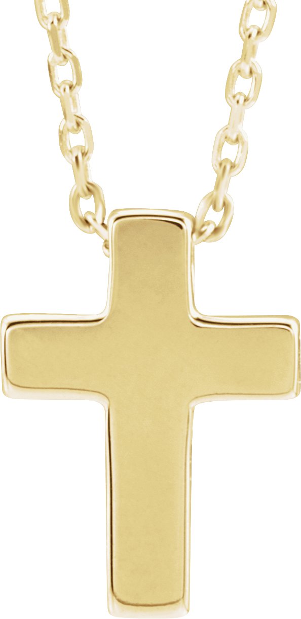 14K Yellow Petite Cross 16 18 inch Necklace Ref. 13639003