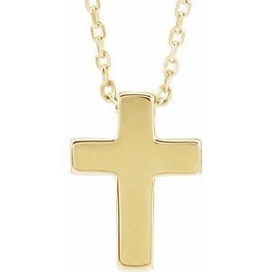 14K Yellow Petite Cross 16-18" Necklace  