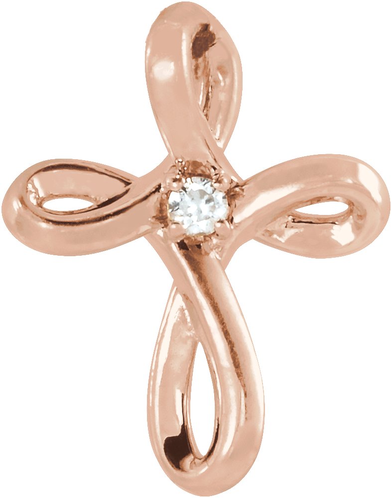 14K Rose .015 CTW Natural Diamond Cross Pendant