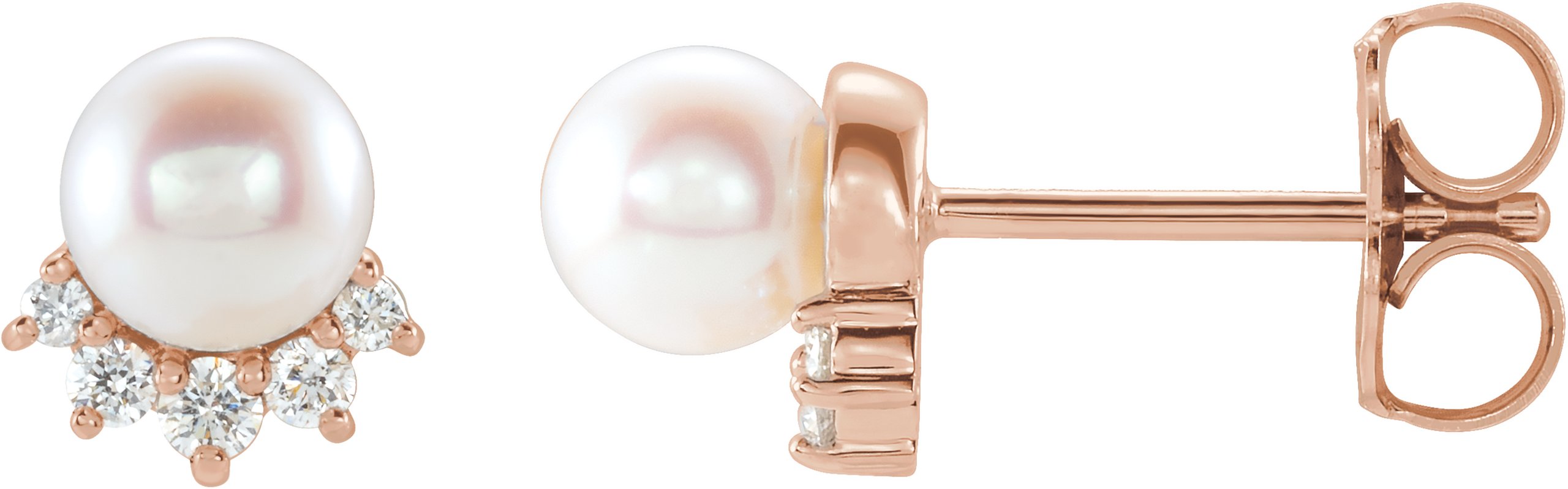 14K Rose Freshwater Cultured Pearl and .08 CTW Diamond Earrings Ref. 13666678