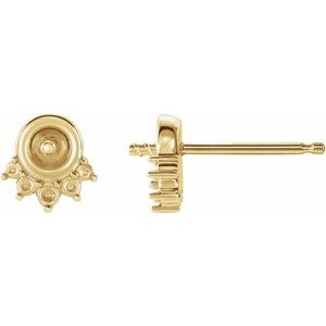 14K Yellow Accented Earring Mounting for 4.5-5 mm Pearl