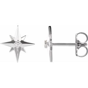 Sterling Silver .03 CTW Natural Diamond Star Earrings  