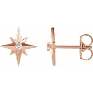 14K Rose .03 CTW Natural Diamond Star Earrings  