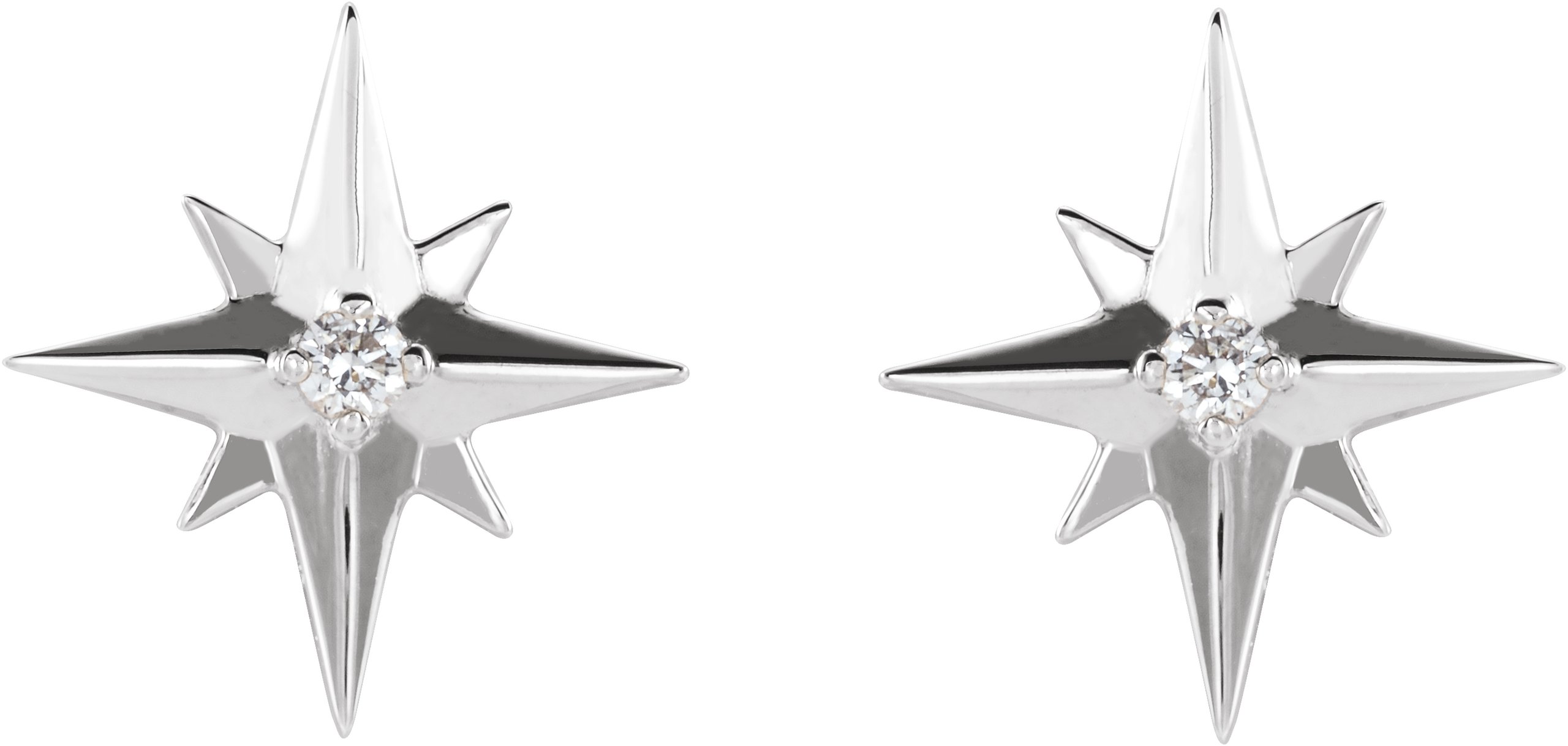 Sterling Silver .03 CTW Natural Diamond Star Earrings  