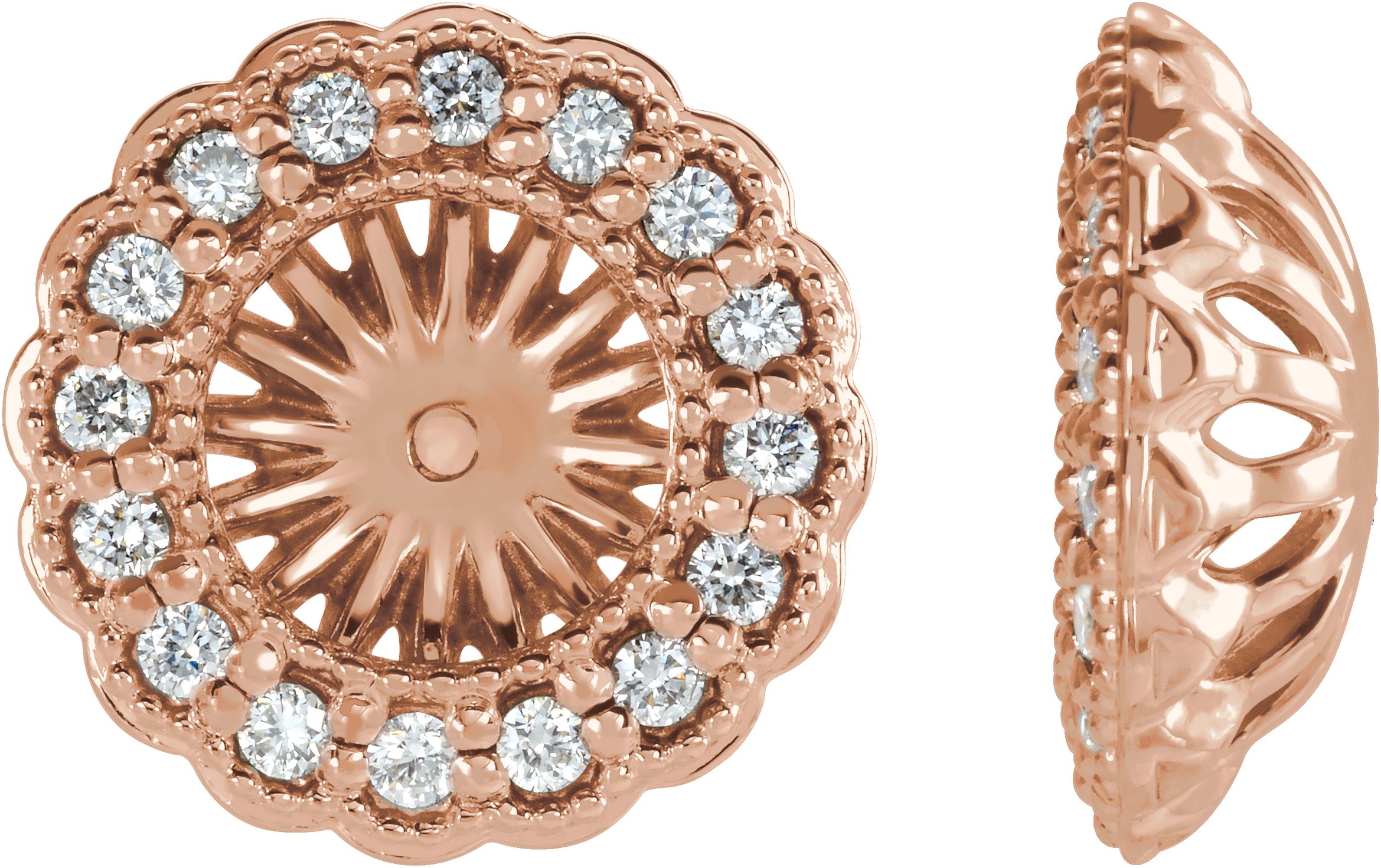 14K Rose 1/4 CTW Natural Diamond Earring Jackets with 6 mm ID