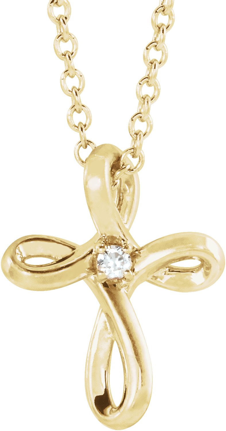 14K Yellow .015 CTW Natural Diamond Cross 16-18 Necklace 