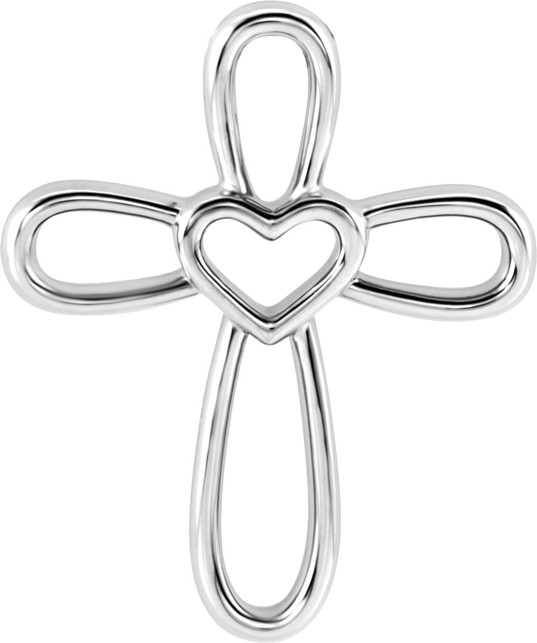 Sterling Silver Cross with Heart Pendant 