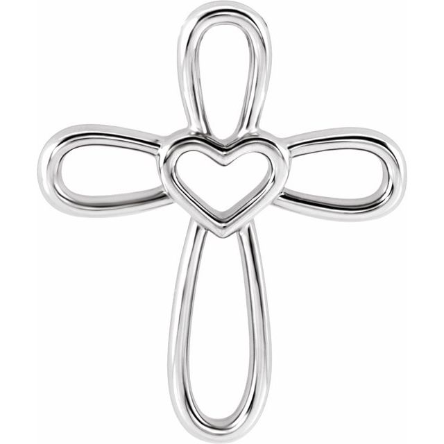 Sterling Silver Cross with Heart Pendant 