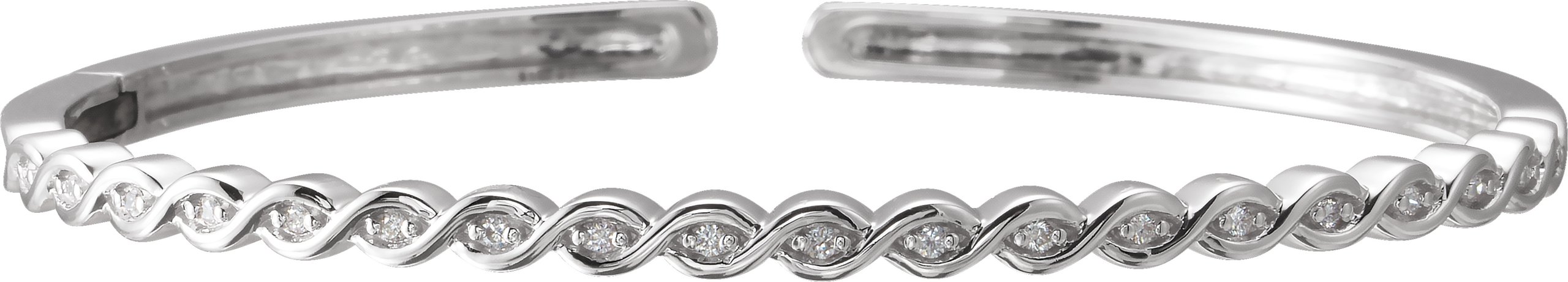 14K White 1/6 CTW Natural Diamond Stackable Bangle 7" Bracelet   