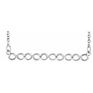 14K White Infinity-Inspired 16-18" Bar Necklace        