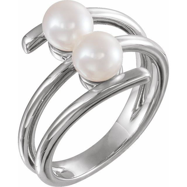 14K White Freshwater Cultured Pearl Ring  