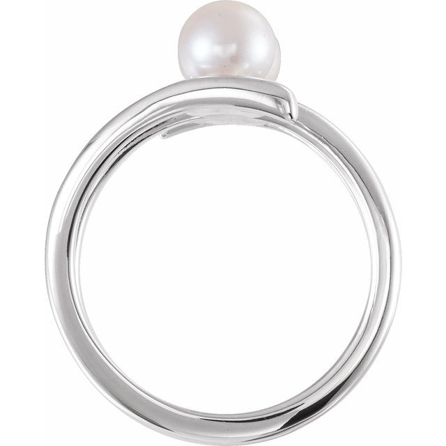 14K White Freshwater Cultured Pearl Ring  
