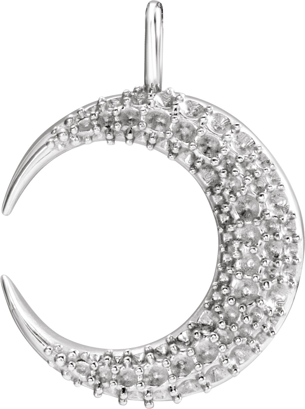 14K White Accented Crescent Moon Pendant Mounting