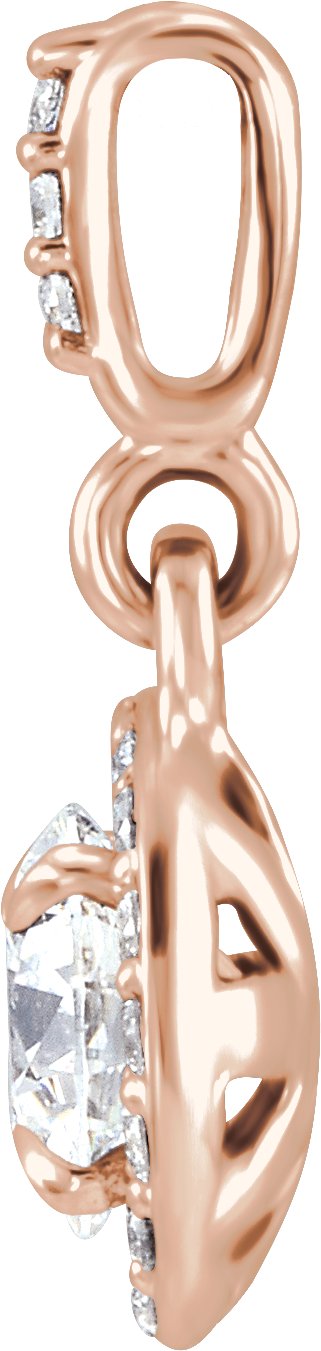 14K Rose Gold 1/2 CTW Lab-Grown Diamond Halo-Style Pendant