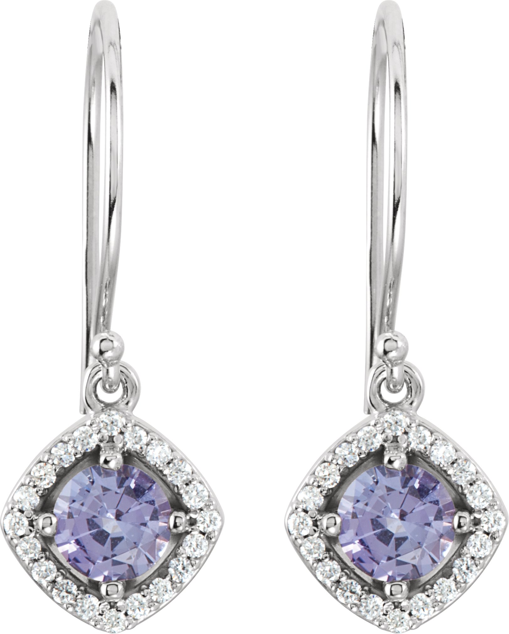 14K White Tanzanite & 1/5 CTW Diamond Earrings