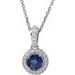 14K White Natural Blue Sapphire & 1/5 CTW Natural Diamond 18