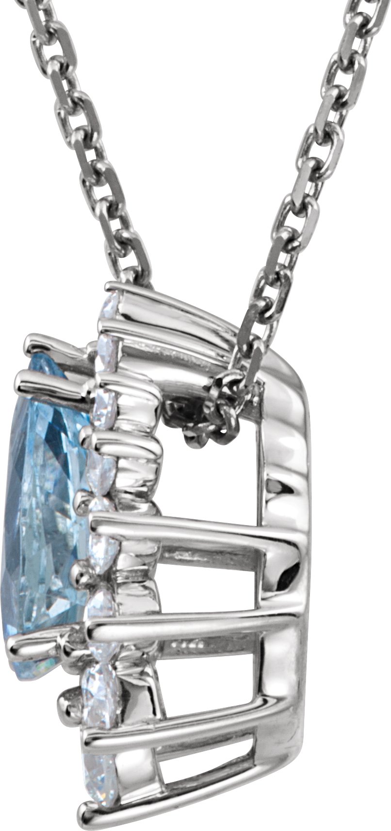 Alternative view of Natural Aquamarine And 1/3 CTW Natural Diamond Necklace – 14K White Gold