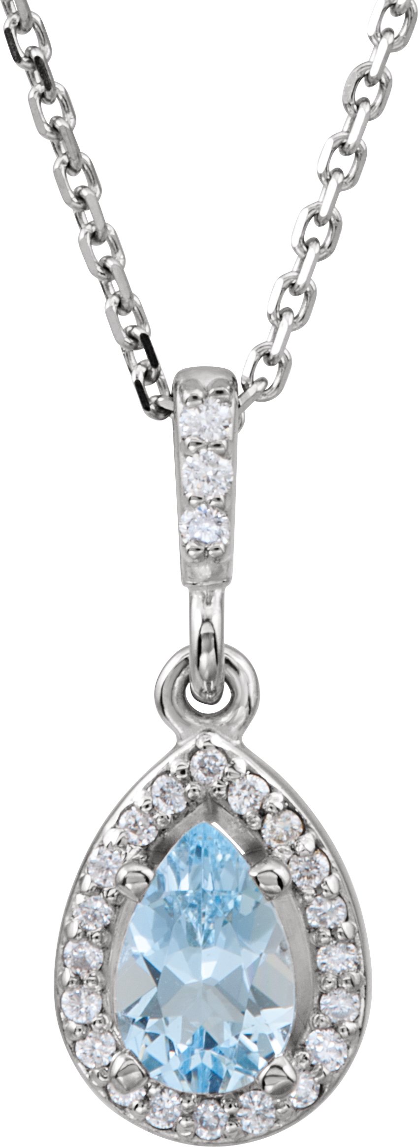 14K White Aquamarine and .07 CTW Diamond 18 inch Necklace Ref 4463104