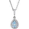 14K White Aquamarine and .07 CTW Diamond 18 inch Necklace Ref 4463104